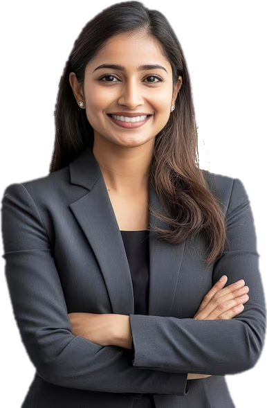 A smiling HR professional with folded arms